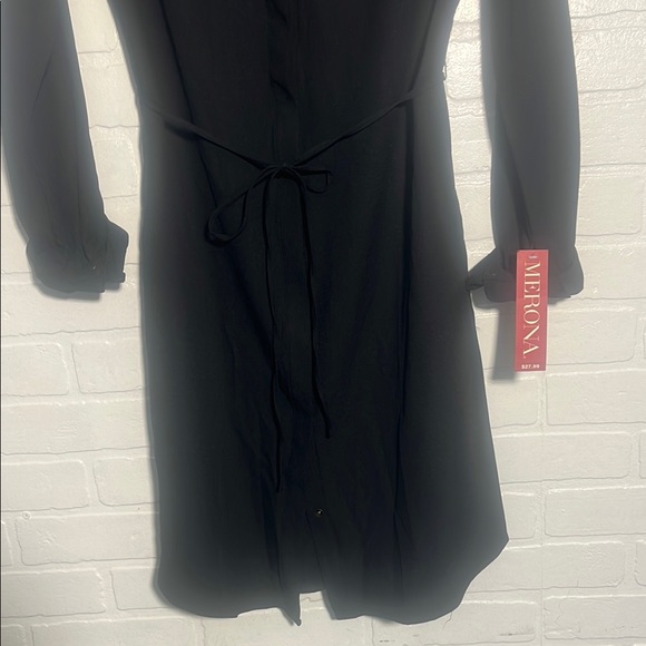 Merona Womens Dress Black Sheath with Cuffed Long Sleeves Office Work Medium NWT - Picture 3 of 7